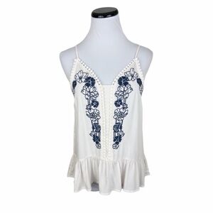 Love On A Hanger Floral Embroidered Lace Peplum Camisole Tank Top Size Small